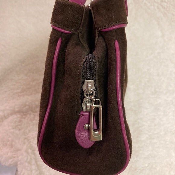 Chocolate Pink Cole Haan Alexa Suede Shoulder Bag - Picture 7 of 13